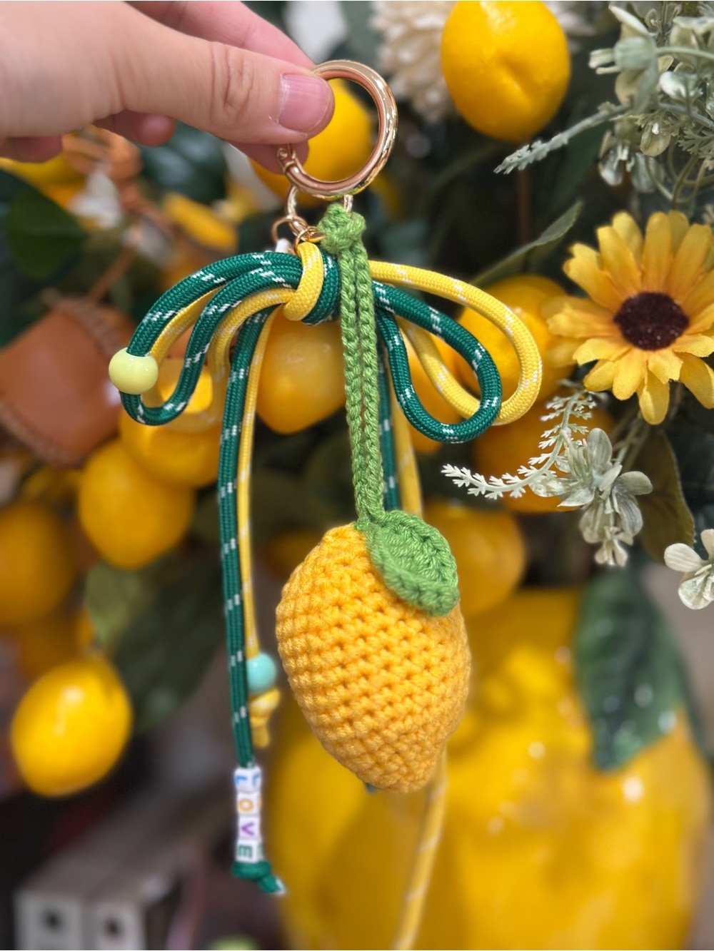 Handmade Lemon Crochet Keychain Bag Charm